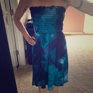 Strapless blue dress